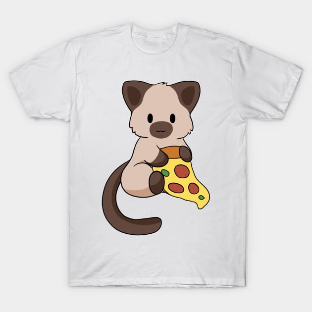 Siamese Cat with Pizza T-Shirt by BiscuitSnack